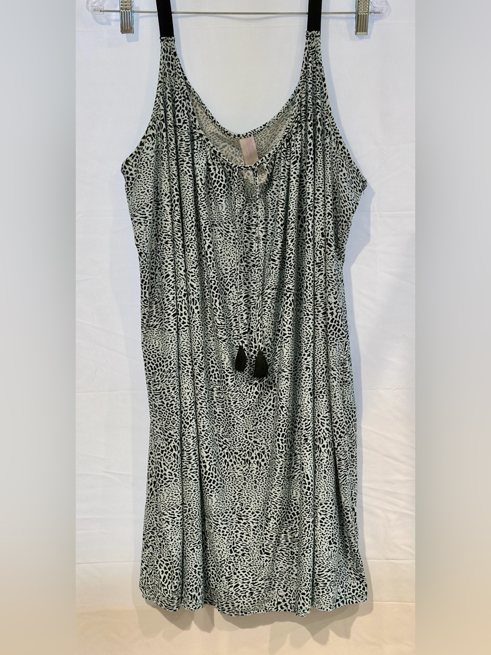 Sleeveless Black & Mint Green Leopard Print Summer House Dress